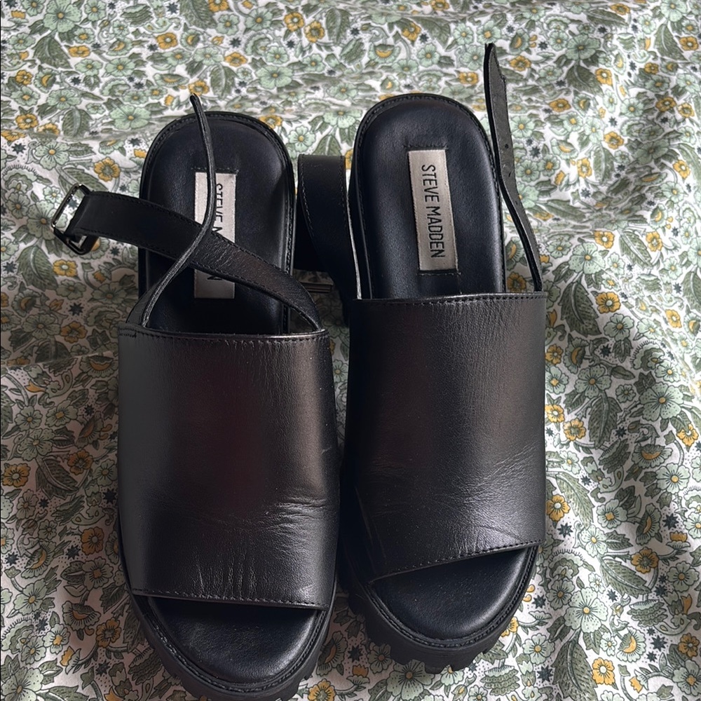 Steve Madden Black Mules with Chunky Sole